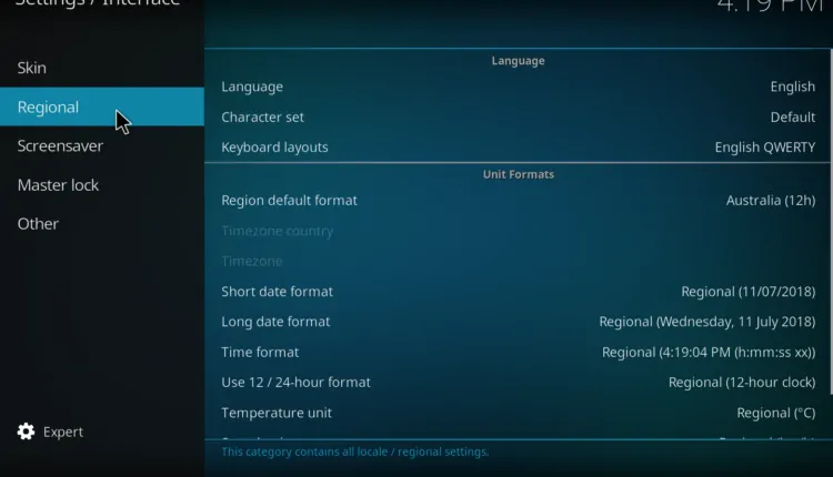 Última etapa antes de alterarmos o idioma do Kodi