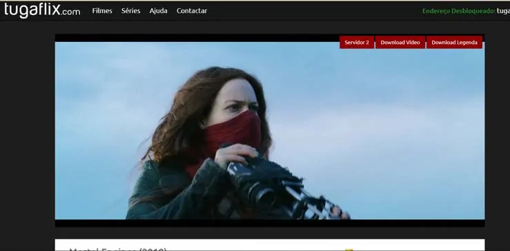 Tugaflix reproduzindo o stream