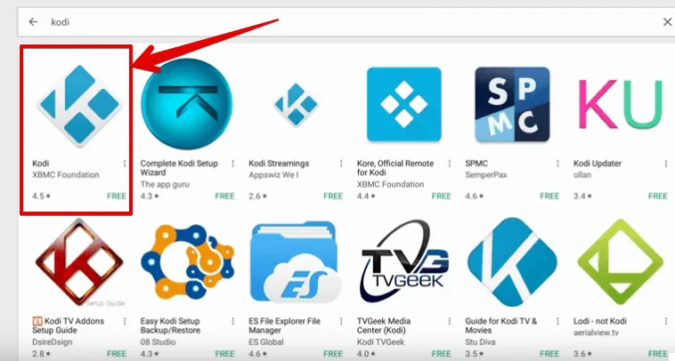 O 1º resultado deverá ser o mais indicado para baixar a app Kodi