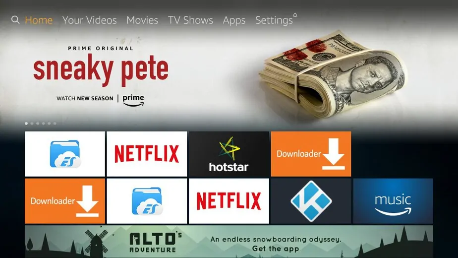 Tela inicial do Fire TV Stick
