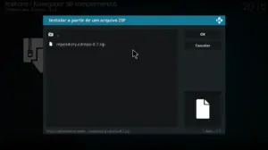 Selecionar o ficheiro zip contendo o repositório cellardoor tv do Kodi