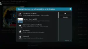 Aceitar as dependências necessárias para instalar o Addon tudo-em-um Luxray no Kodi
