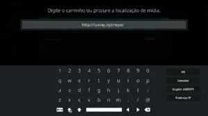 Inserir o URL do repositório, para instalar o Addon Luxray no Kodi