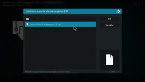 Selecionar o ficheiro zip do Luxray no Kodi