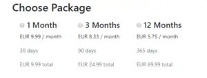 Pacotes de subscrição do serviço Premiumize