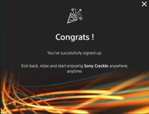 Registro no Crackle Realizado Com Sucesso