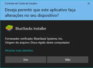 Permita que o BlueStacks faça alterações em seu dispositivo