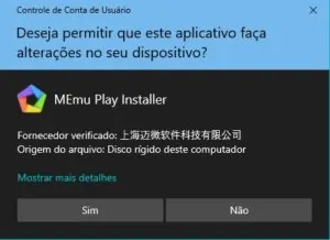Permita que o MEmu faça alterações em seu computador