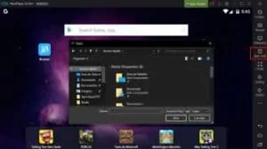 Pressionando este botão na barra lateral para instalar APKs de outras fontes no PC usando o emulador Nox Player