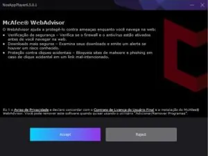 Aperte Reject para pular este passo