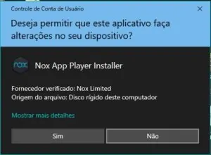 Permita que o Nox Player faça alterações em seu dispositivo, para o instalar corretamente em seu PC
