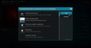Permita que as dependências necessárias ao bom funcionamento do addon Limitless sejam instaladas. no Kodi