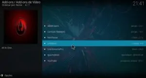Selecione o addon Limitless. para o instalar no Kodi