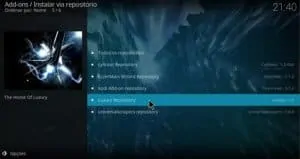 Selecione o repositório Luxury wizard para instalar o Addon Limitless. do Kodi