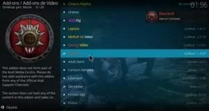 Aguarde a confirmação de que o Addon Descent foi instalado com sucesso no Kodi