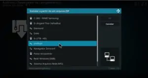 Selecione o nome do repositório que você adicionou anteriormente, no Kodi