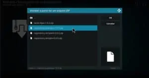 Selecione o arquivo zip mais recente para instalar o repositório, contendo o Addon Scrubs V2, no Kodi