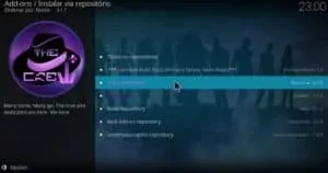 Selecione o repositório The Crew do Kodi