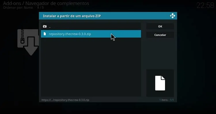 Selecione o ficheiro ZIP mais recente
