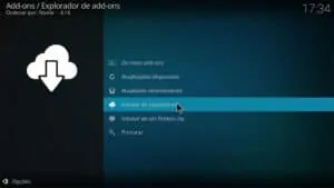 Selecione instalar do repositório, no Kodi, para localizar e instalar o Addon Team Milhanos