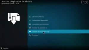 Selecione instalar a partir de um ficheiro zip no Kodi