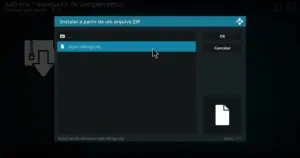 Selecione o ficheiro ZIP para instalar o repositório Vikings Oficial, que contém o Addon Team Milhanos para o Kodi