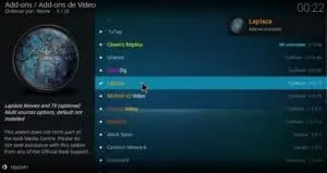 Aguarde a confirmação de que o Addon LaPlaza foi instalado com sucesso em seu Kodi