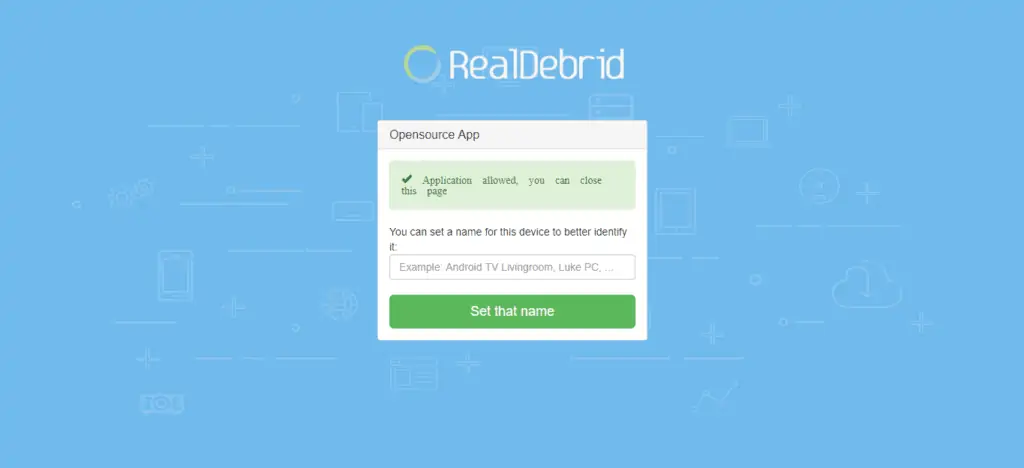 Seu dispositivo/aplicativo foi aceite e está conectado com Real-Debrid