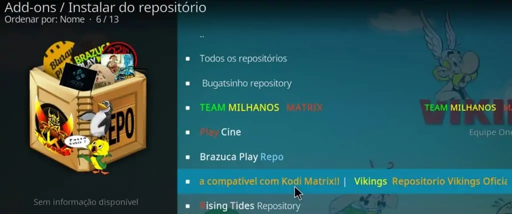 instalar repositório vikings - Addon Play Cine