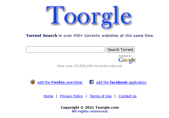 toorgle - Melhores alternativas ao torrentz2 em 2021