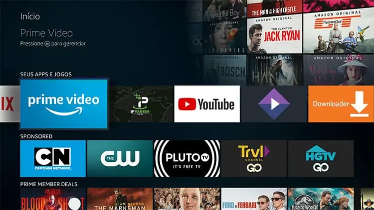Selecione o app Amazon Prime Video