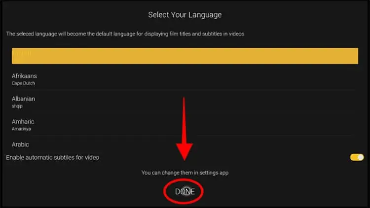 Selecionar a língua no AstonCine App