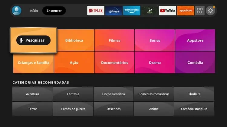 Pesquisar no Fire TV Stick