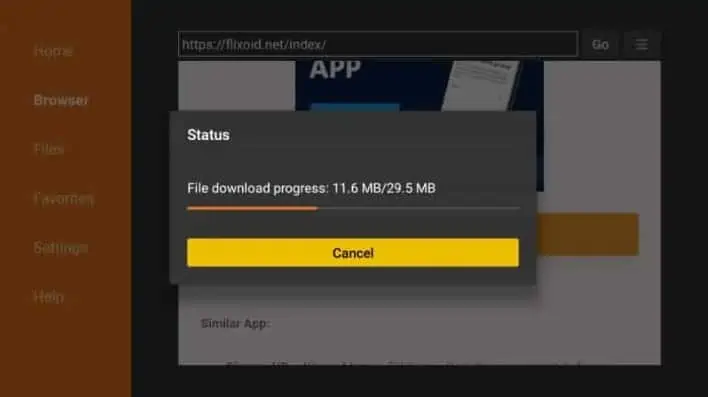 O Flixoid está sendo baixado para o Fire TV Stick