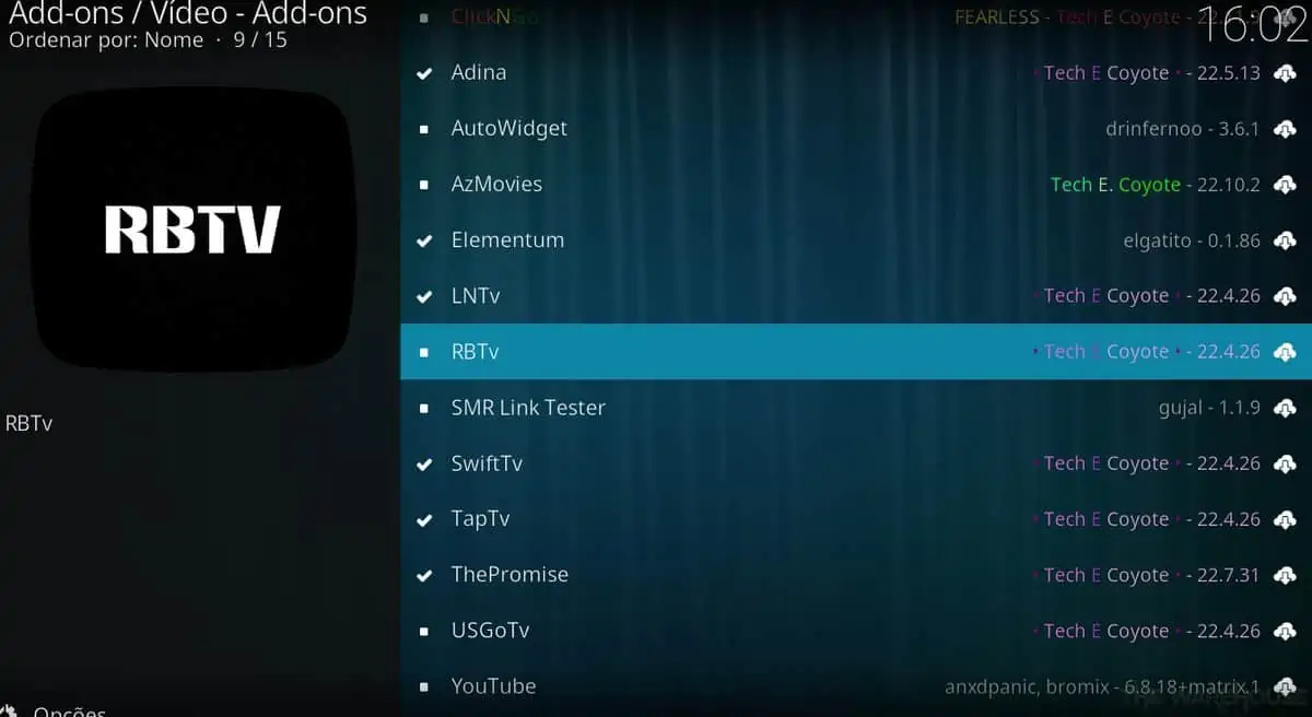 RBTV, faz parte da lista de addons, que pode instalar
