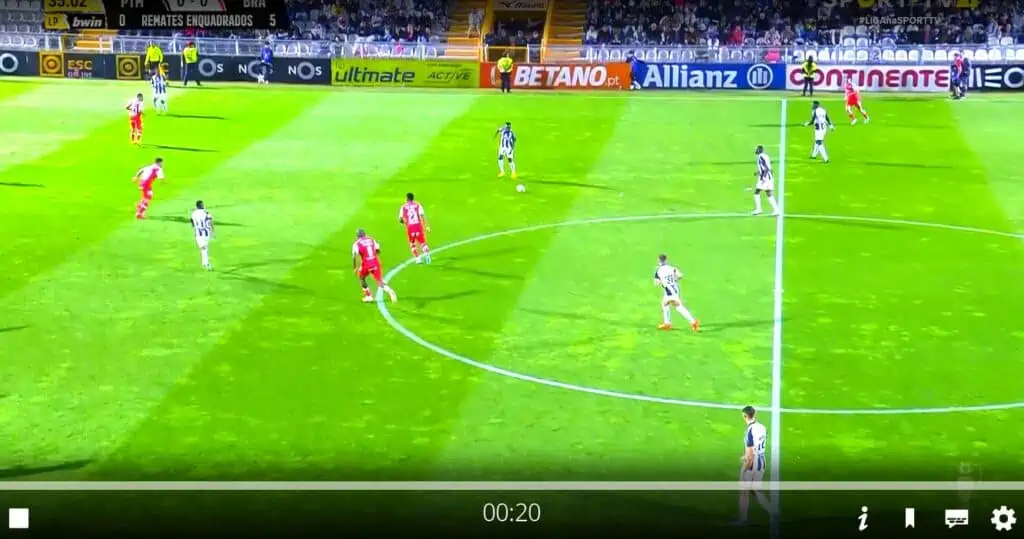 Canal transmitindo jogo de futebol com o addon RBTV