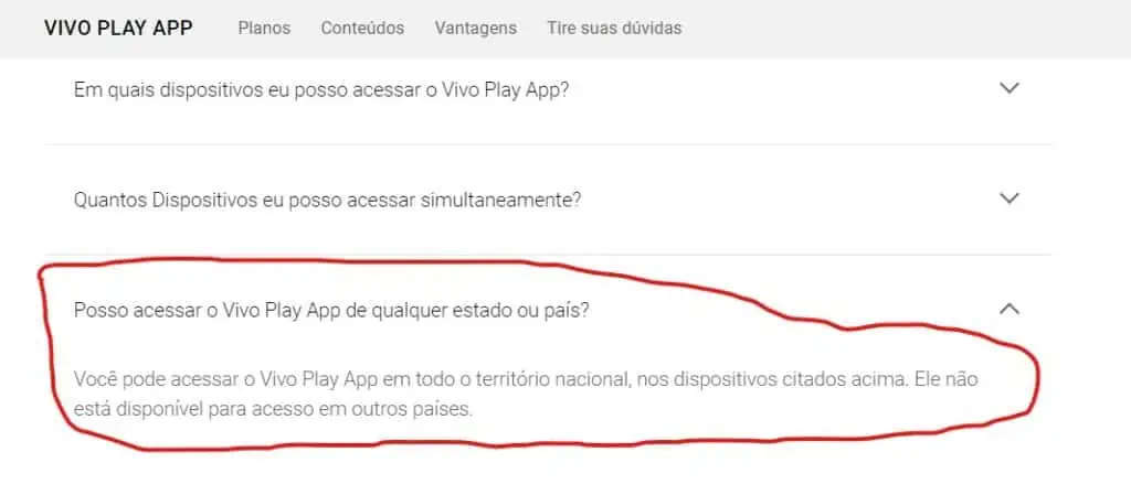 Assistir a Vivo Play só é possível em território Brasileiro