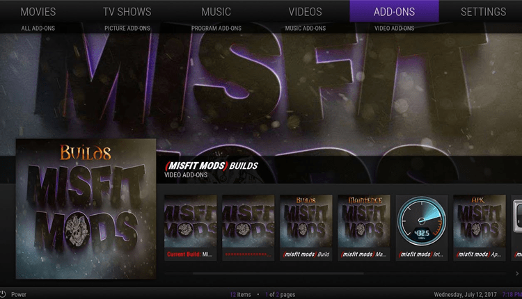 misfit is one the most popular Kodi Builds for Firestick