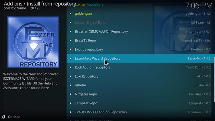 Select Ezzer Repository to install Death Star Kodi Addon