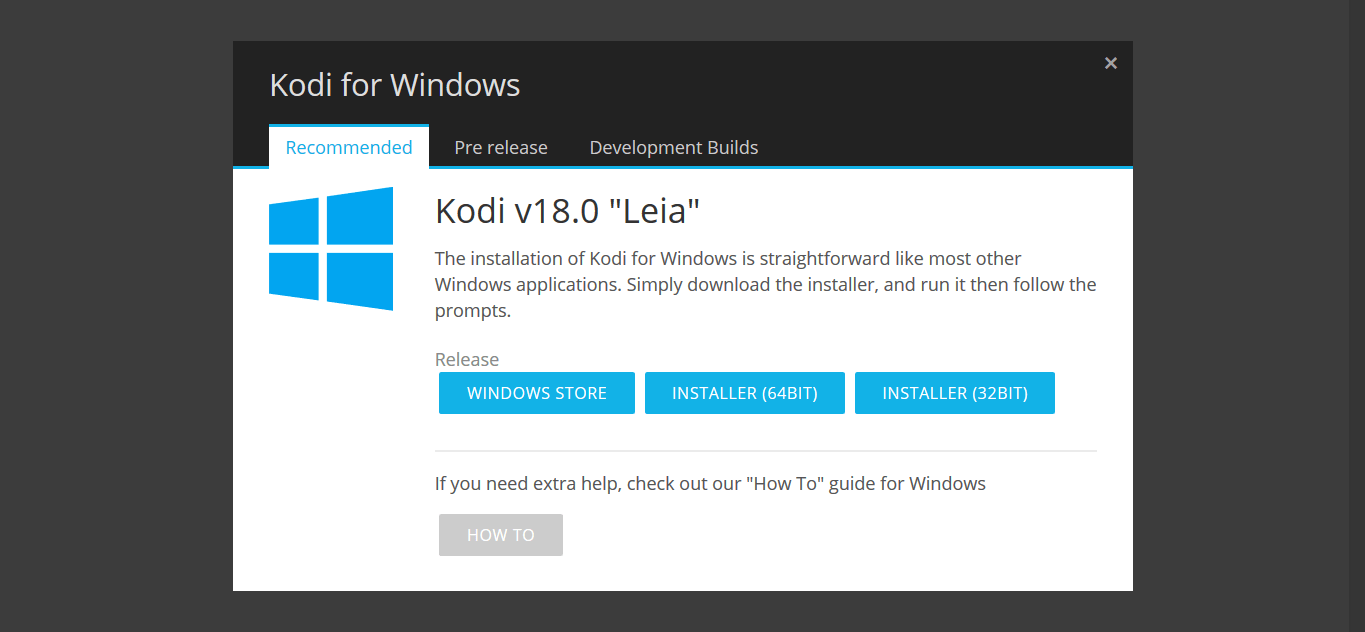 Kodi 18 Leia for Windows