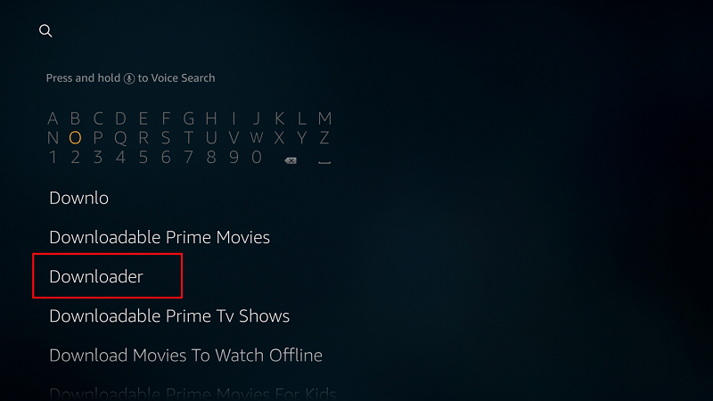 On the Firestick's main menu, select the Search option and type Downloader