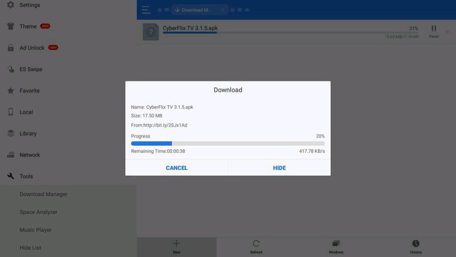 Download app using ES Explorer