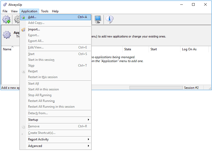 Add application on AlwaysUp for Windows