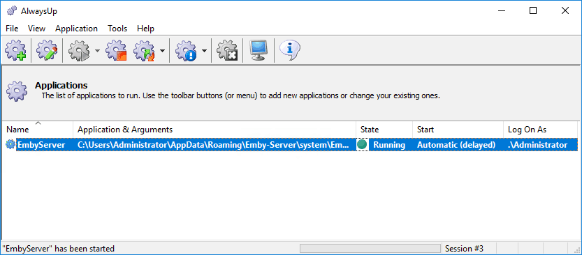 Check Emby state on AlwaysUp for Windows