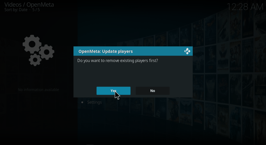 Click Yes to remove existing players