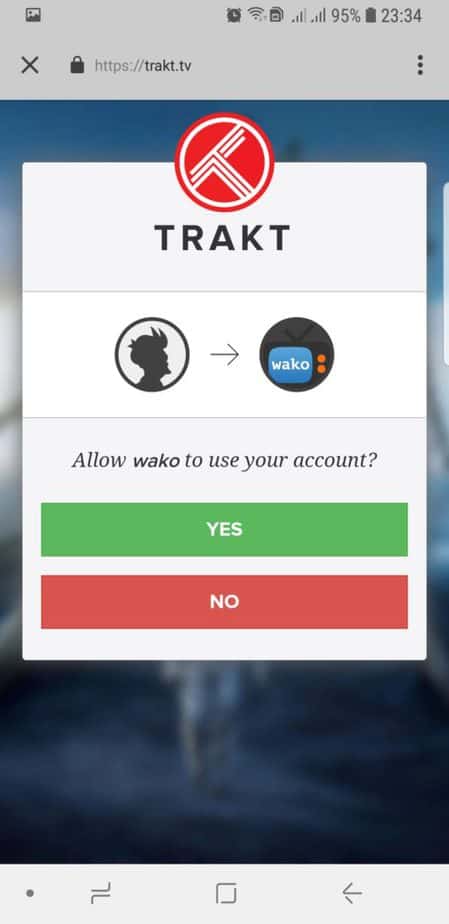 Allow Wako to use your Trakt account