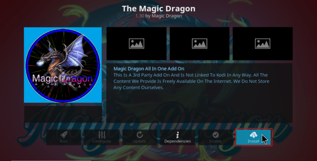 Hit to Install Magic Dragon Kodi Addon