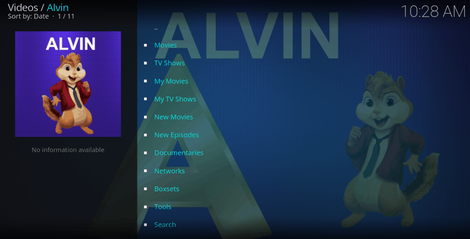 Stream Categories of the Alvin Kodi Addon