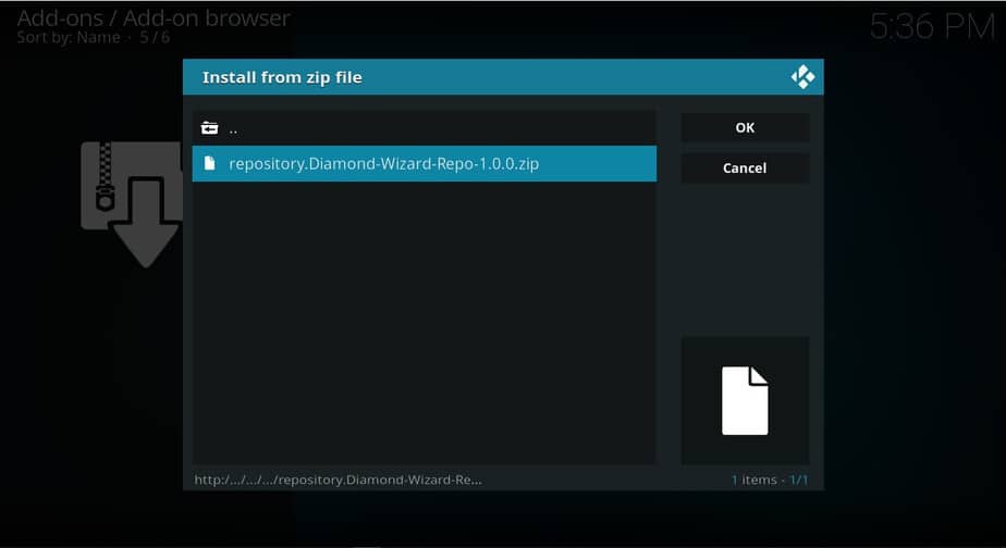Select the file zip of the Diamond Wizard repository