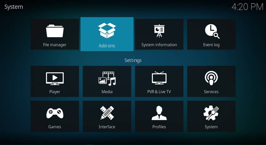 Access to Add-ons browser on Kodi